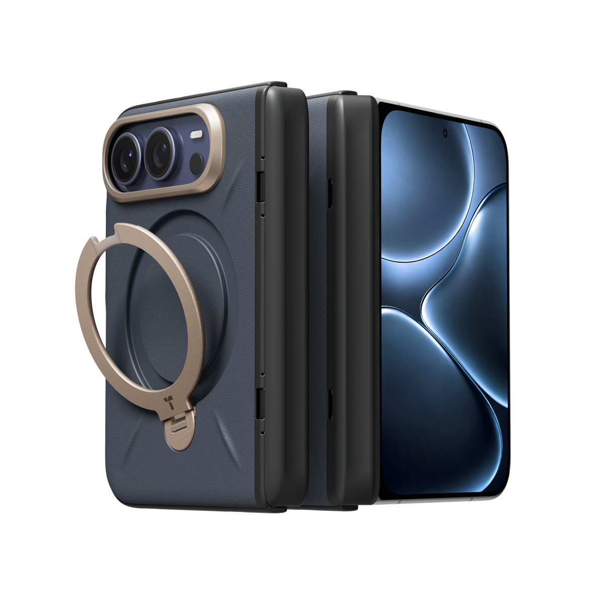 TORRAS Ostand Q3 VegSkin for iPhone Duo — Deep Blue