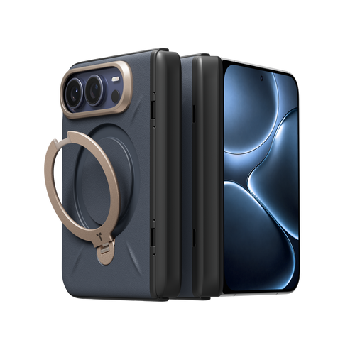 TORRAS Ostand Q3 VegSkin for iPhone Duo — Deep Blue